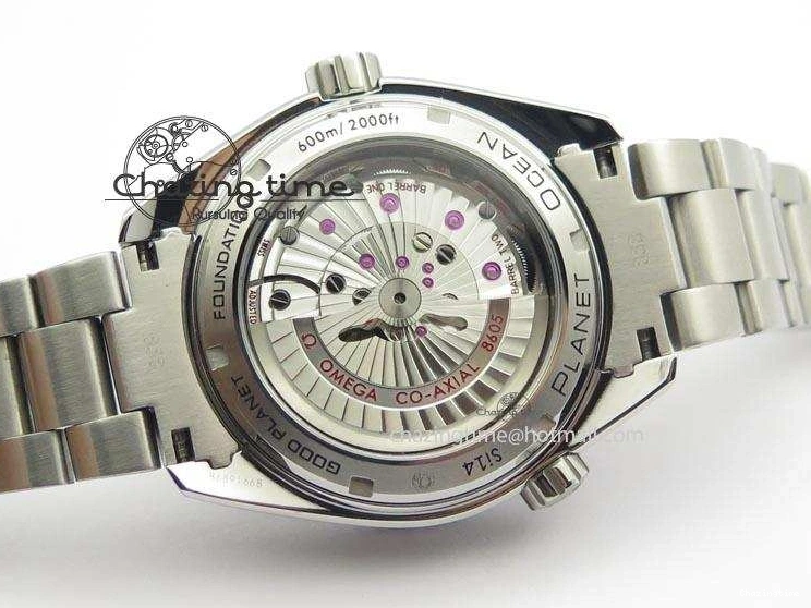 1218 Planet Ocean GMT 43.5mm V6F Goodplanet Orange Marker Blue Dial On SS Bracelet A ModernLook 8215